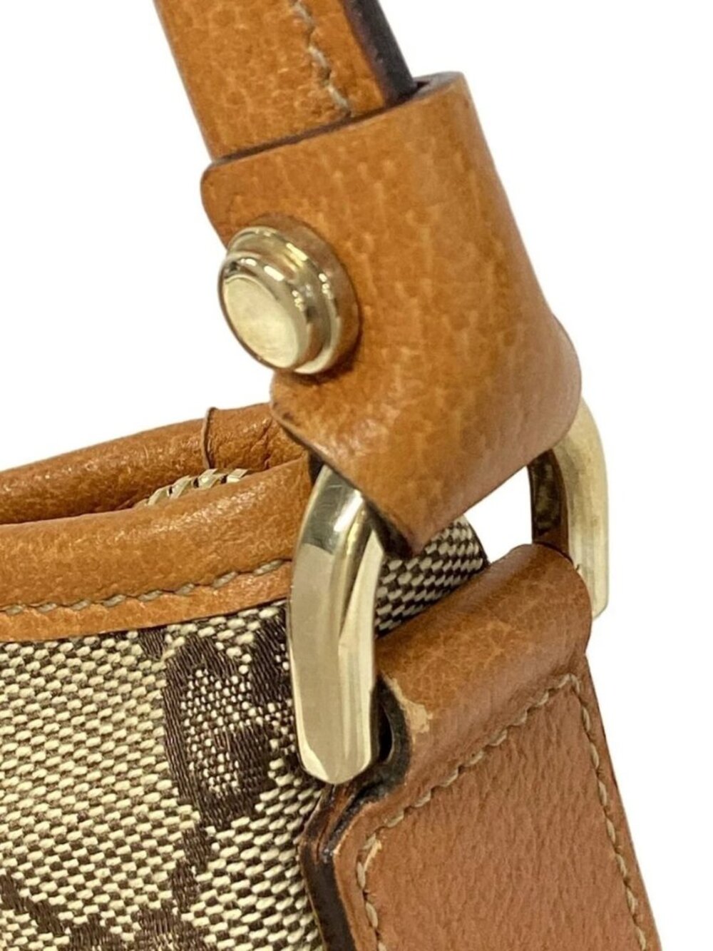 GUCCI GG Pattern, Abbey 130939 Beige Dark Brown Brown Jacquard Leather Handbag - Picture 12 of 16